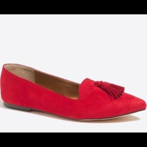 J.Crew Red Edie Tassel Suede Loafer Flats